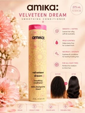 Amika Velveteen Dream Smoothing Conditioner - Softness + Frizz Control